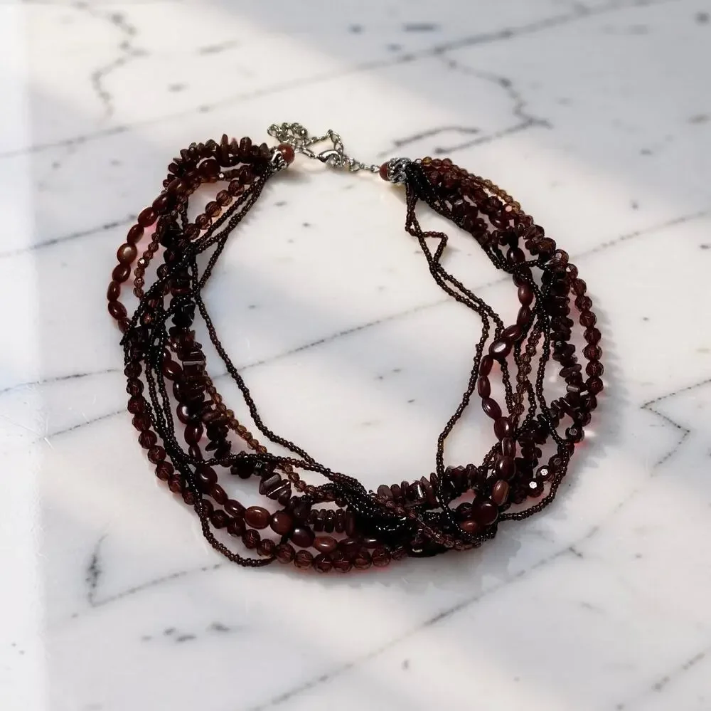 Brown Beads Multistrand Necklace